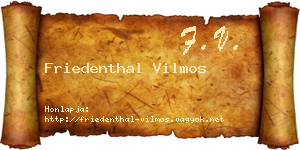 Friedenthal Vilmos névjegykártya
